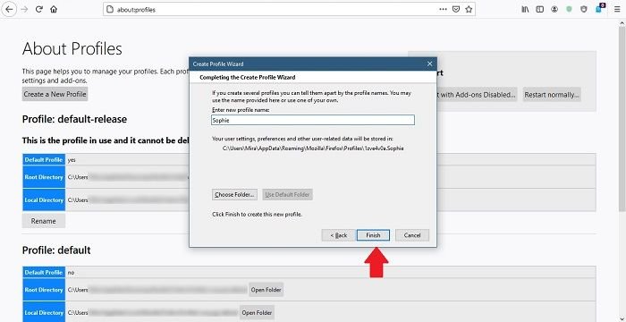 Как создать новые профили пользователей Firefox Chrome Создать новое имя профиля