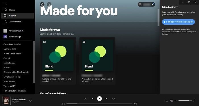 Как создать плейлист Spotify Blend. Вид плейлистов на рабочем столе