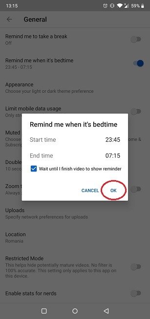 Как сократить использование YouTube в установленное время сна