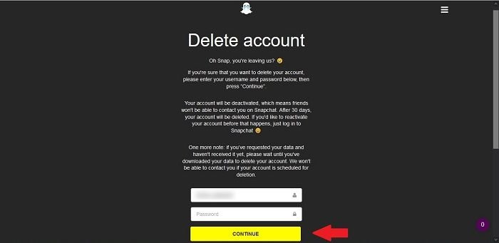 Как удалить Snapchat Erase Account Desktop