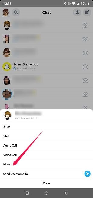 Как удалить данные в мини-меню профиля Snapchat