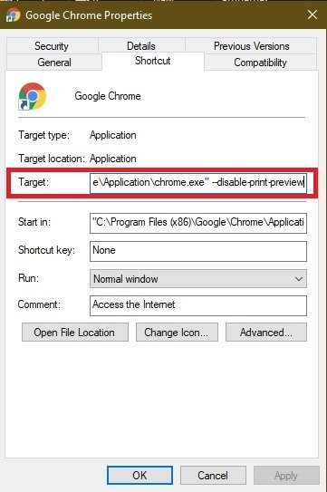 Как включить Отключить функцию предварительного просмотра печати Google Chrome Отключить