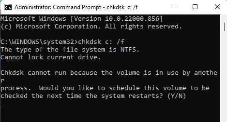 Как исправить копипаст, не работающий в Windows. Запустите Cmd Chkdsk Y