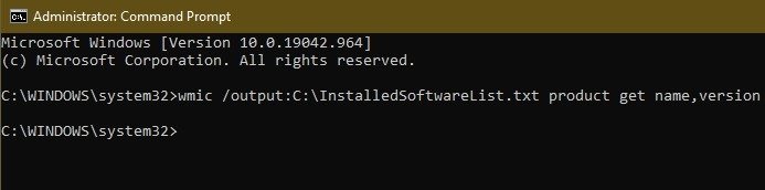 Как получить список всего установленного программного обеспечения в системной командной строке Windows