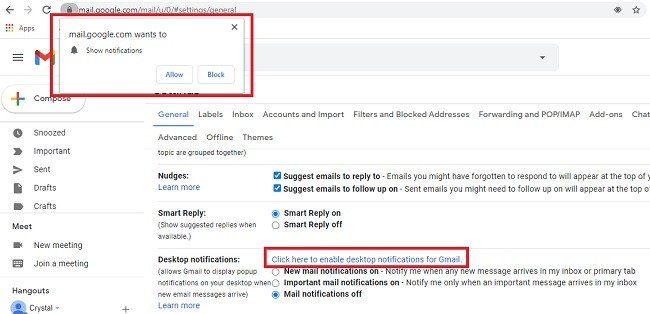 Как получать уведомления от Gmail в Chrome Gmail Allow