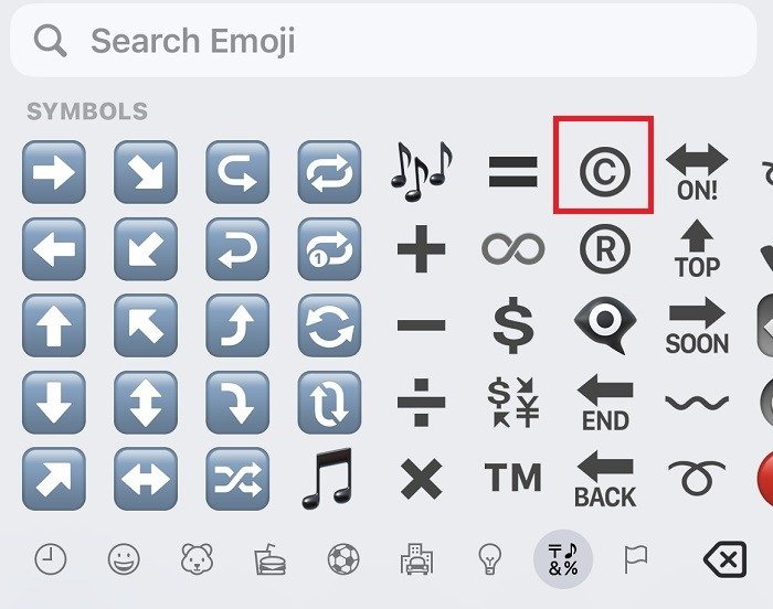 Как вставить символ авторских прав. Выбор символов iOS