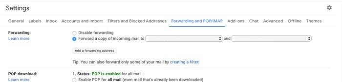 Как оставить Gmail Reclaim Privacy Set Forwarding Address 2