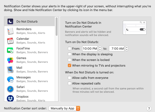 Как управлять уведомлениями Mac «Не беспокоить»