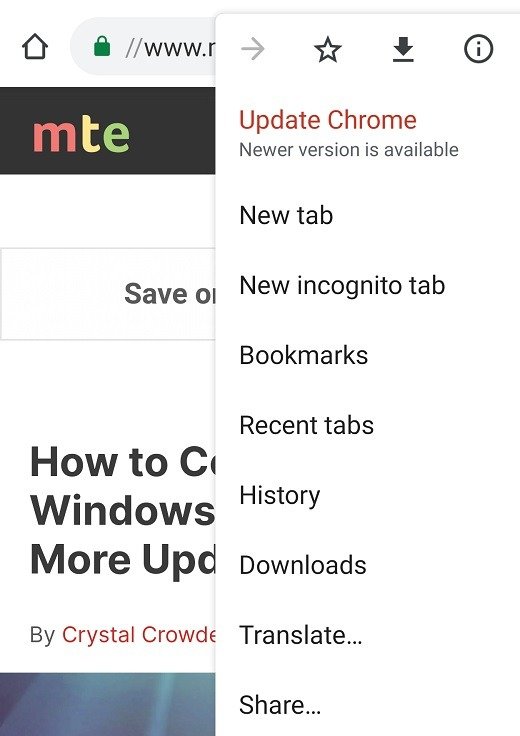 Как печатать в PDF из Chrome на Android. Меню «Поделиться»