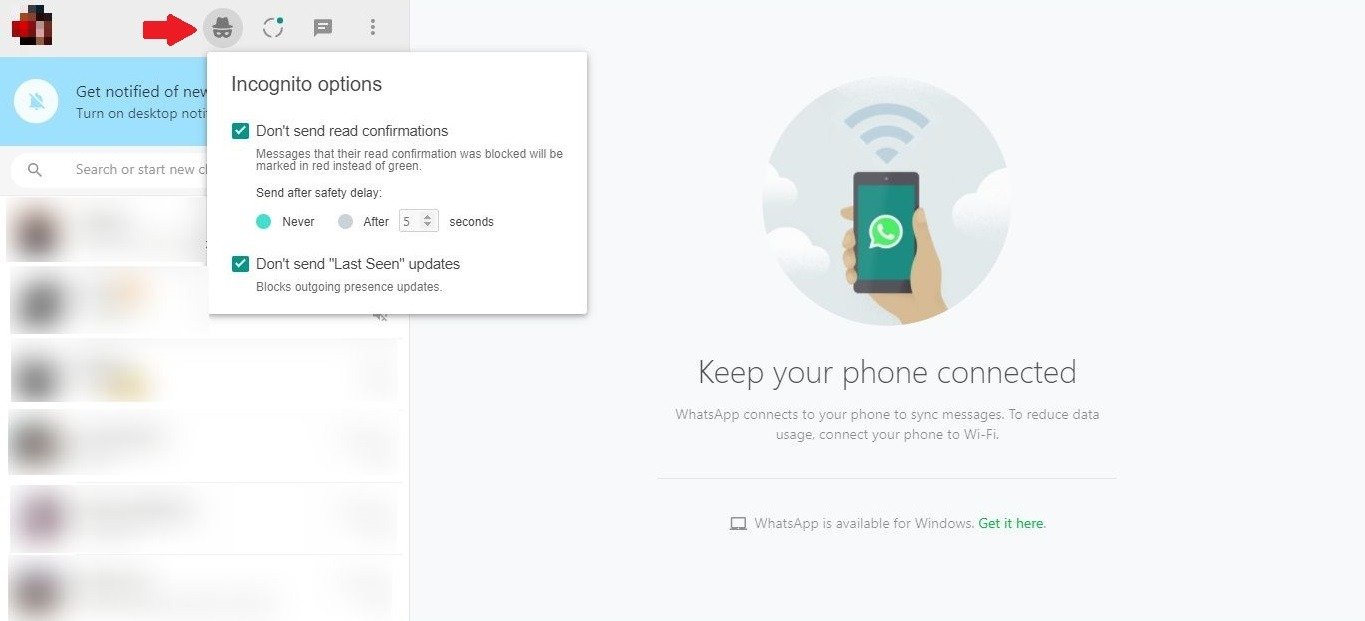 Как читать сообщения WhatsApp Invisible Веб-приложение Waincognito