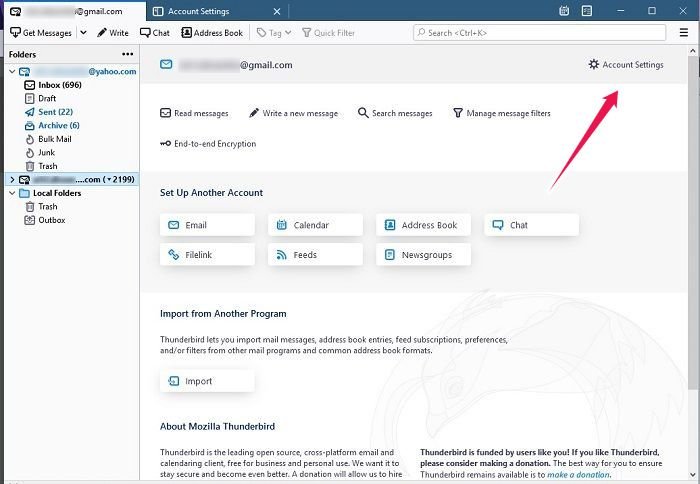 Как читать Yahoo Mail в настройках учетной записи Thunderbird в любом приложении электронной почты