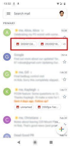 Как сохранить вложения Gmail в Android Inbox 2