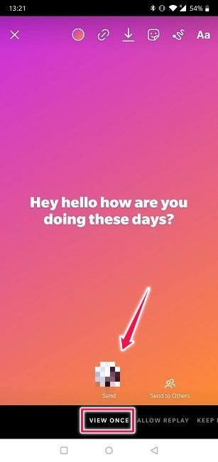 Как отправить исчезающие сообщения Android Instagram просмотреть один раз