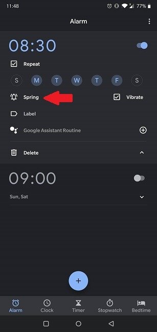 Как установить собственный рингтон Spotify Alarm Google Clock