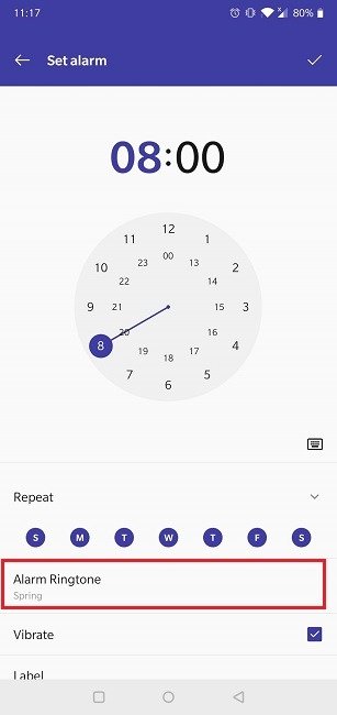 Как установить мелодию звонка по умолчанию для приложения Spotify Alarm Native Clock