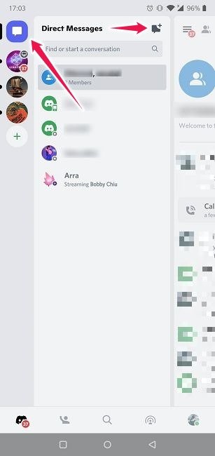 Как начать групповой видеочат Android Discord Direct Messages Добавить новое