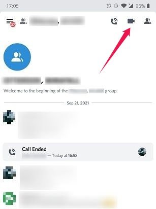 Как начать групповой видеочат Android Discord Начать новую группу видеозвонков
