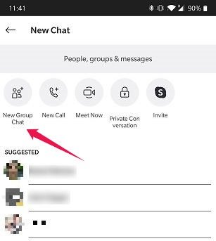 Как начать групповой видеочат Android Skype Новая группа чата