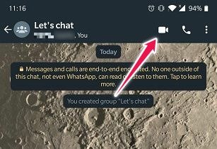 Как начать групповой видеочат Android WhatsApp Инициировать видеозвонок