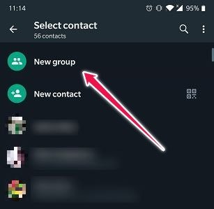 Как начать групповой видеочат Android Whatsapp Новая группа