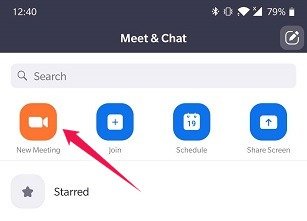 Как начать групповой видеочат Android Zoom Начать новую встречу