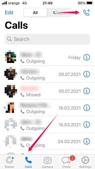 Как начать групповой видеочат Ios Whatsapp Начать новый Convo