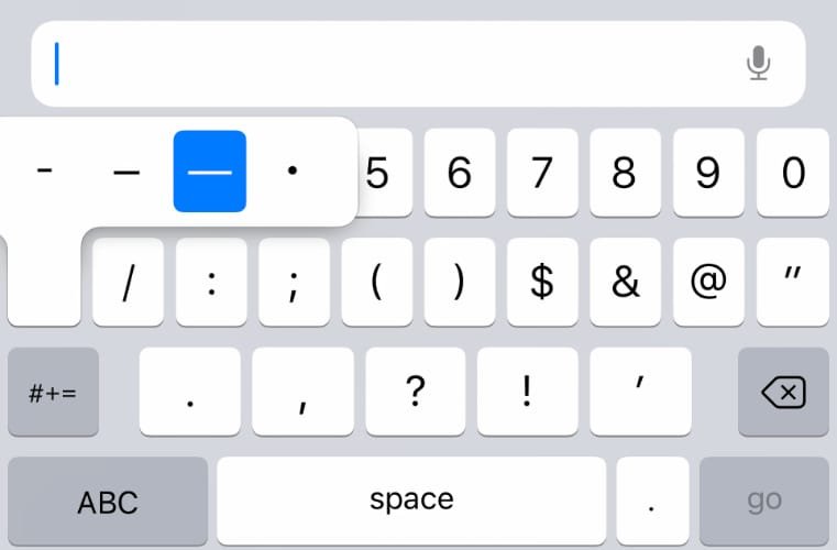 Как набрать Em Dash на клавиатуре iOS