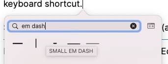 Как набрать карту символов Em Dash Mac