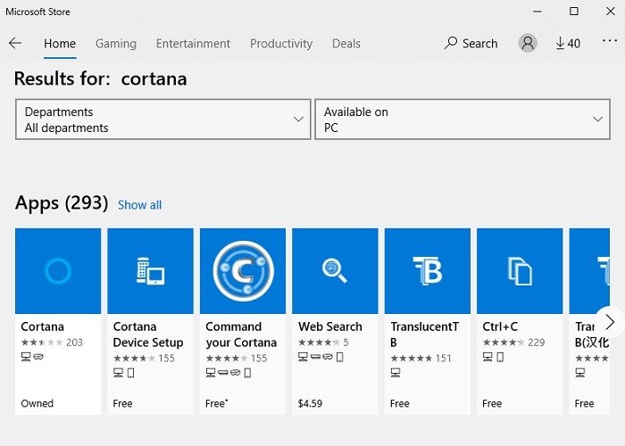 Как удалить Cortana после обновления Windows за май 2020 г. Open Store Cortana