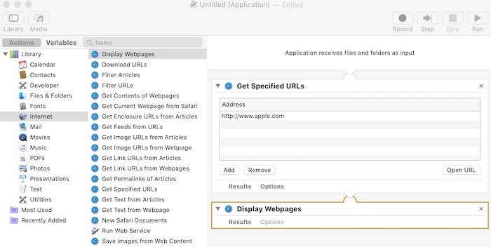 Как использовать веб-страницы Mac Automator для отображения