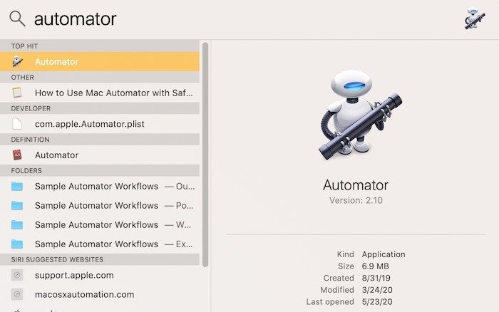 Как использовать Mac Automator Spotlig<div id=