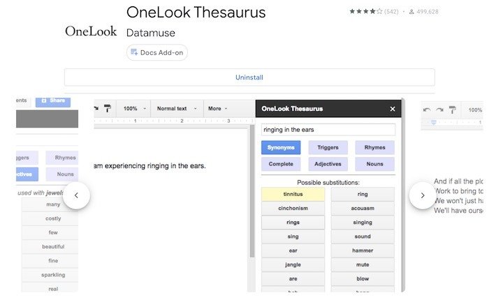 Как использовать Onelook Google Документы