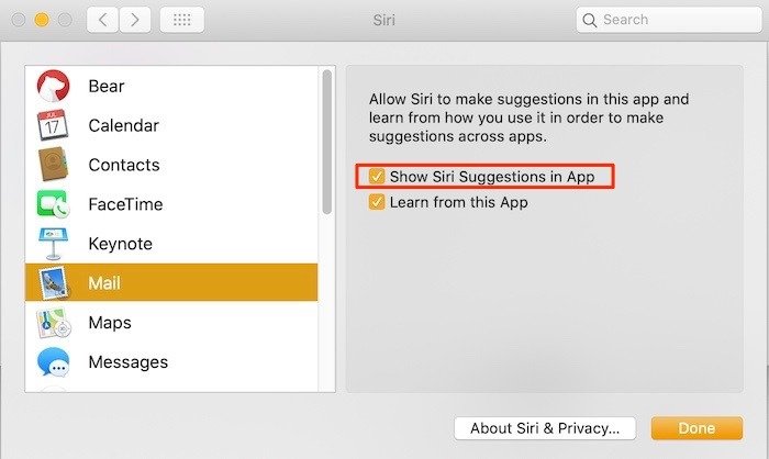 Как использовать предложения Siri Настройки Mac Почта