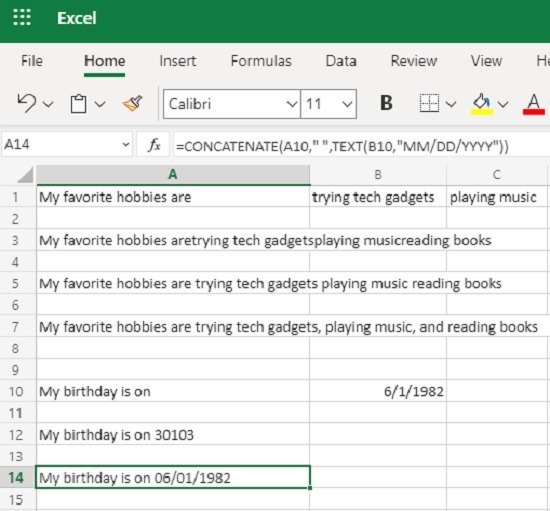 Как использовать функцию объединения в Excel Date 2