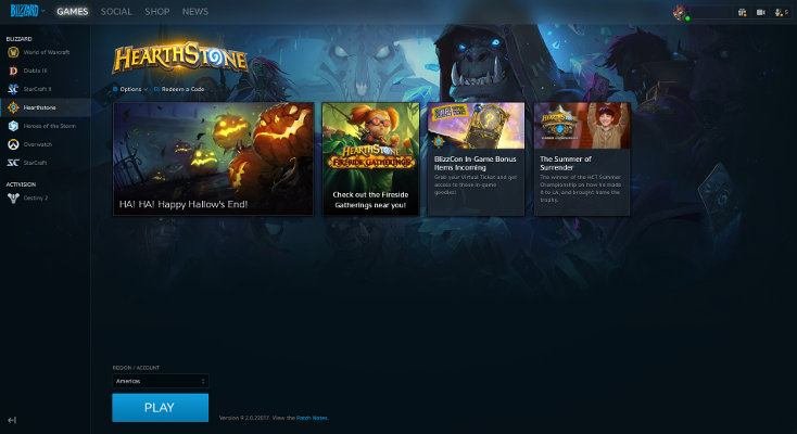 Hearthstone установлен Battle.net