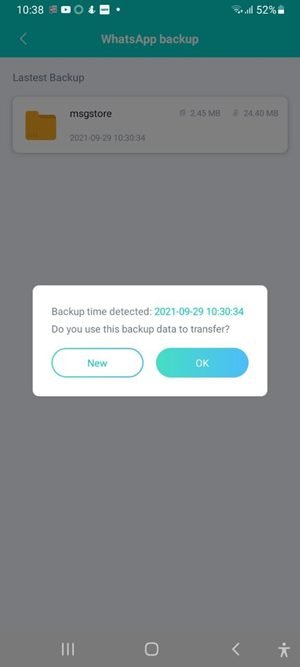 Icarefone Transfer WhatsApp Резервная копия Создать