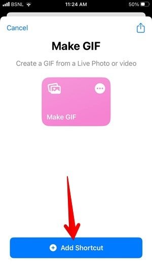 Установка ярлыка Iphone Live Photo Gif