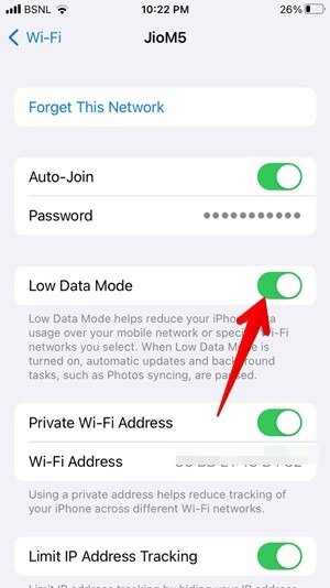 Iphone Wi-Fi с низким уровнем данных