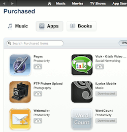 Приложения, купленные в iTunes