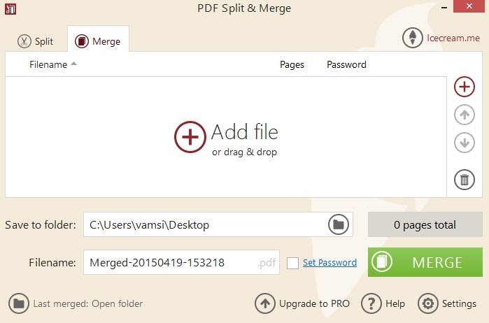 PDF Split и Merge добавить файл.