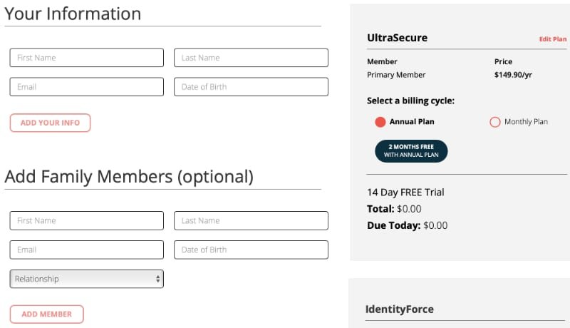 Регистрация на обзор Identityforce 2