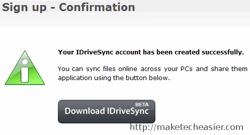 Зарегистрируйтесь на IDriveSync
