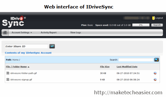 Веб-интерфейс IDrivesync