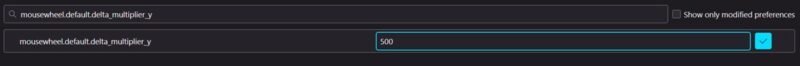 Настройка значения mousewheel.default.delta_multiplier_y в Firefox.