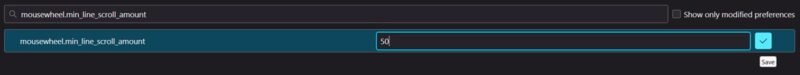 Установка нового параметра для «mousewheel.min_line_scroll_amount» в Firefox.