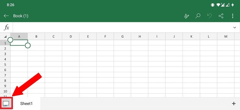 Вставка данных из изображения Панель инструментов Excel Android