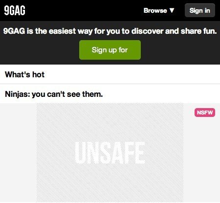 Небезопасные изображения на 9gag через Instafun для Mac.