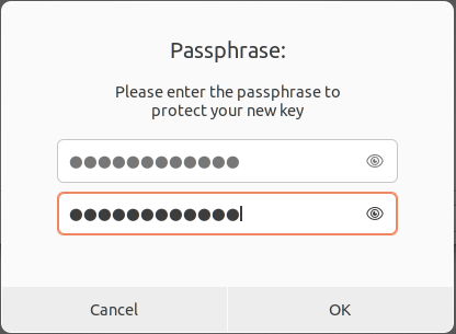 Снимок экрана, на котором показан запрос пароля GPG.