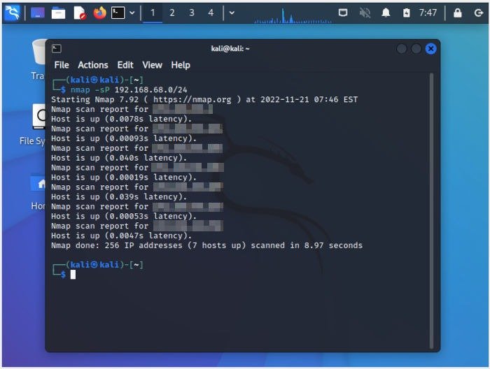 Установите Kali Linux 16. Запустите образец Nmap.