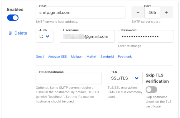 Скриншот, показывающий полную ссылку на Gmail.